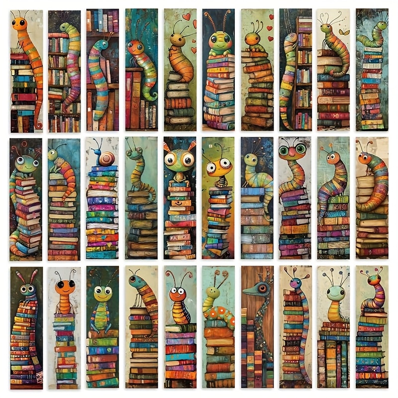 Image of 30pcs, Whimsical Bookworm's Bookmark Set, Quirky Book Gifts, Hand-drawn Anime Illustrations, Unique Exquisite Bookmarks Filled With Aesthetic , Perfect For Teachers, Readers, And Book Lovers