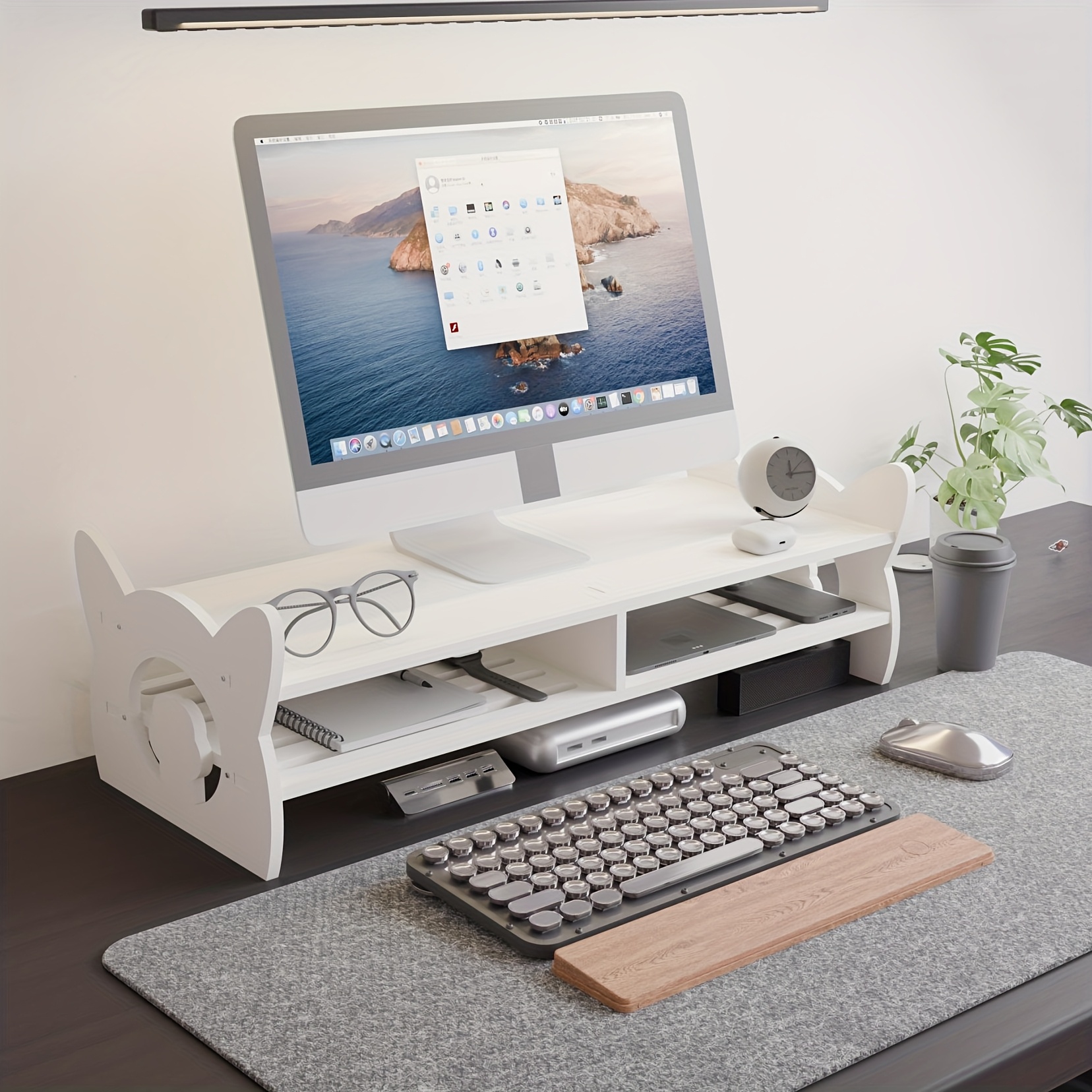 E-shop 2-stöckiger Monitorständer, Computer Schreibtisch Organizer für Laptop, Computer, , PC, Drucker, Computer Monitor Ständer für Zuhause und Büro