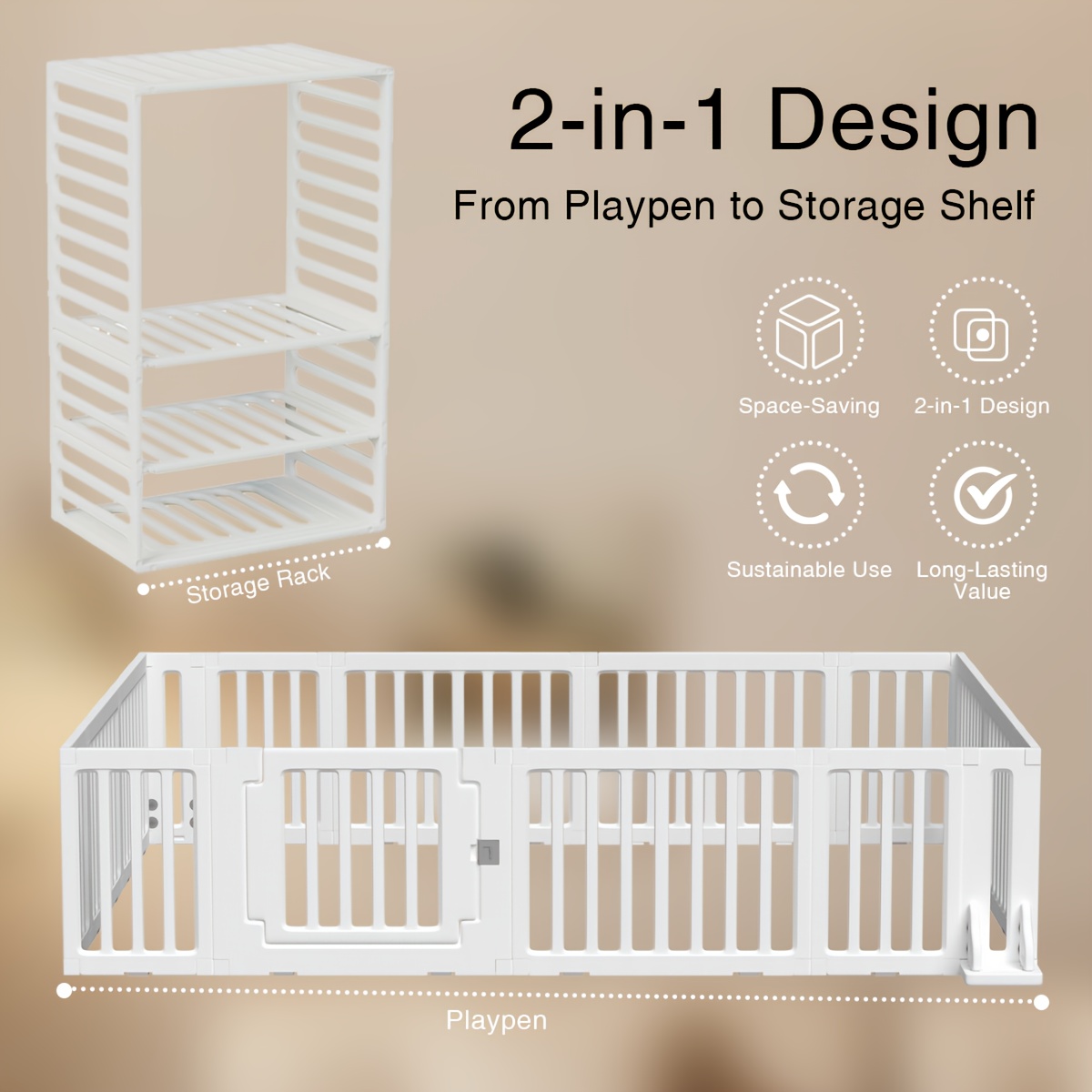 TEMU Baby Playpen Baby Fence, 2in 1 Adjustable Shape Baby Playpen, Kids Activity Centre Yard Home Indoor Outdoor, Large Space Safe Playpen, Wardrobe