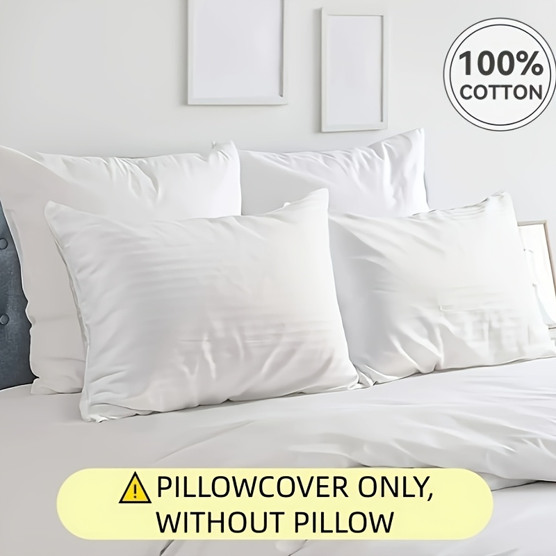 2pcs Set Of 300tc 100% Cotton Striped Jacquard Zippered Pillowcases, Soft, Comfortable, And Breathable