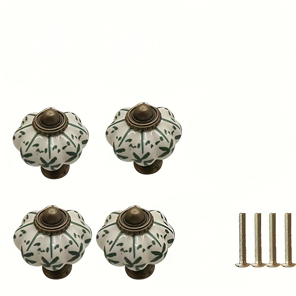 TEMU Juego de 8 piezas de elegantes tiradores de cerámica con forma de calabaza de estilo vintage para puertas de gabinetes - Tiradores de cajón de