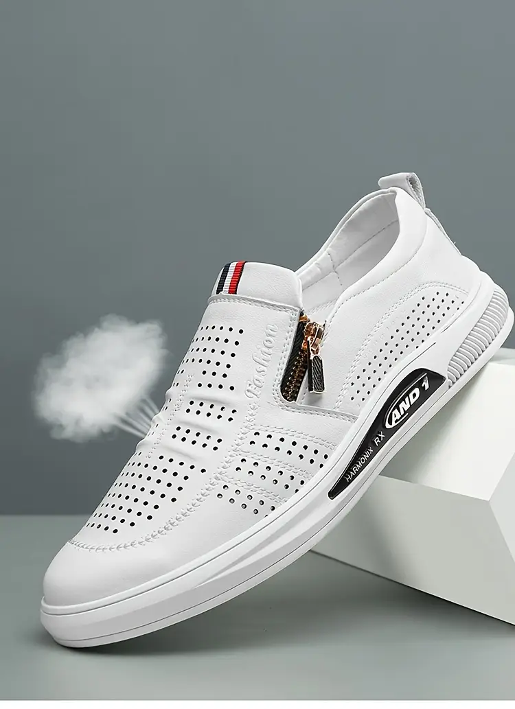 mens trendy split upper loafer shoes with side zipper comfy non slip casual dress shoes mens footwear details 0