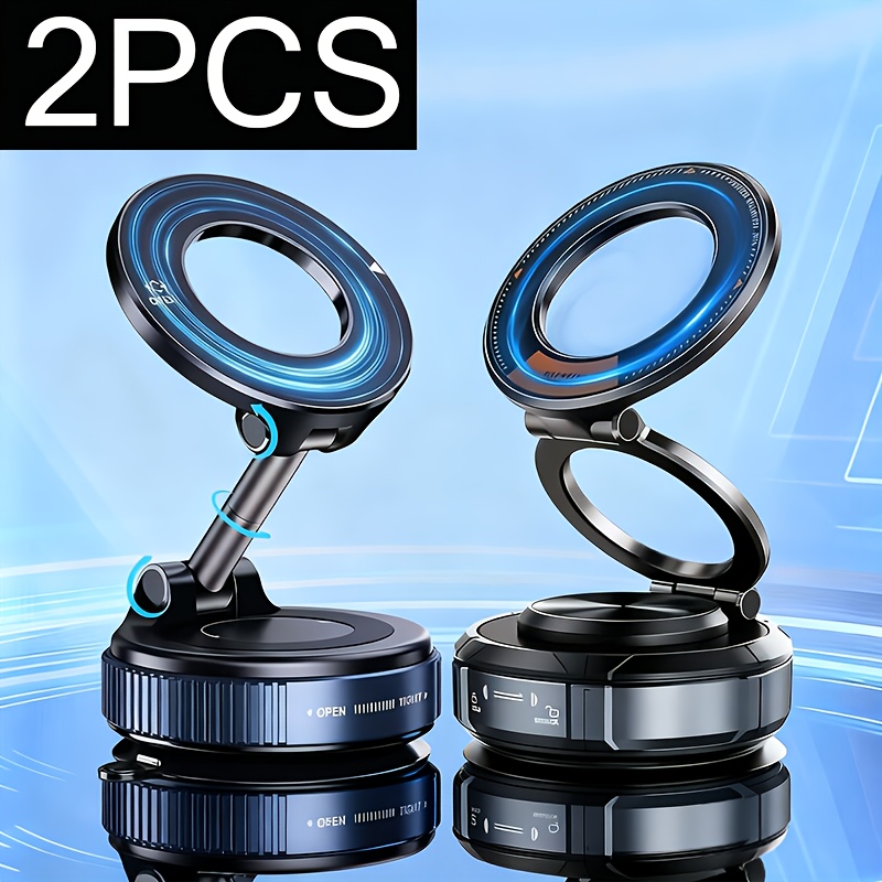 TEMU 2pcs Adjustable 360° Magnetic Car Phone Holder Set, Suitable For Cars, Gyms, Mirrors, Smooth , Bathroom Mirrors. Foldable Portable Car Phone