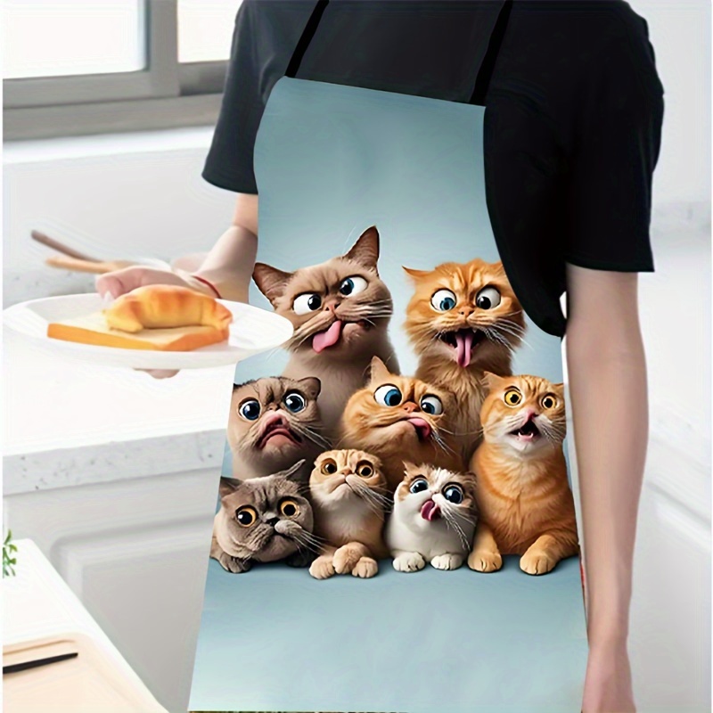 

1pc, Design Apron, Made Of Polyester, Custom Sleeveless Cooking Apron, Suitable For Kitchen Use, Bib Style Apron, Ideal For Home Cleaning, Kitchen Accessories