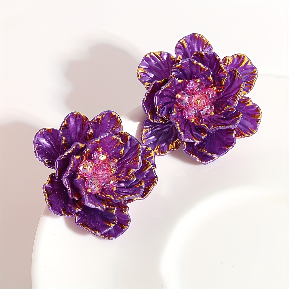 elegant colorful handmade camellia flower stud earrings - Temu