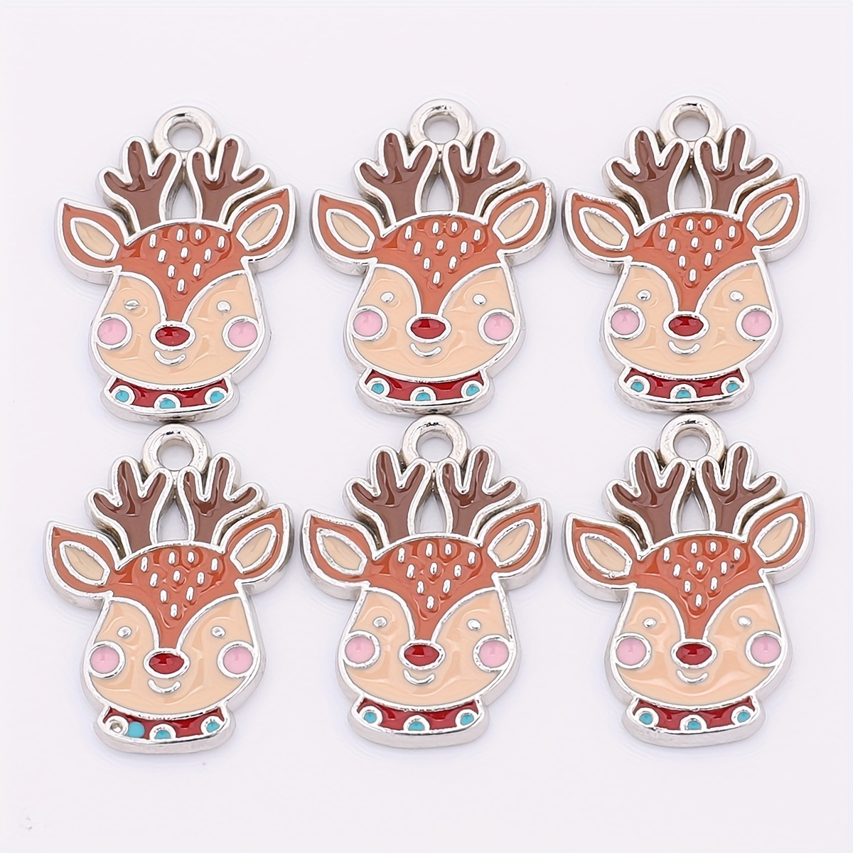 TEMU 10 pièces Pendentifs de Noël en Alliage Émail Boucles d'Oreilles Pendantes Kit DIY Bijoux Accessoires pour Bracelets et Artisanat