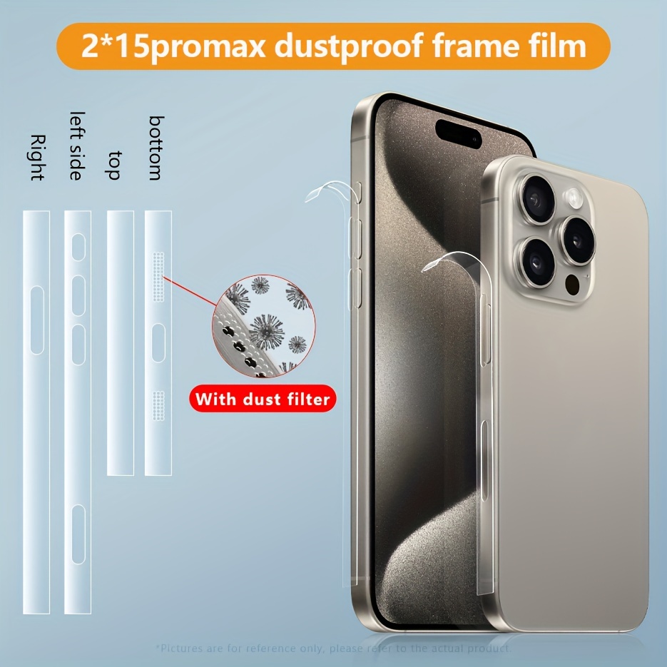 

Protective Film For 15promax Frame, 15pro Side Film, 14promax Phone, 14pro Dust-proof Protective Film, Transparent Frosted Pm Full Package Plus Rear Ip Scratch-resistant