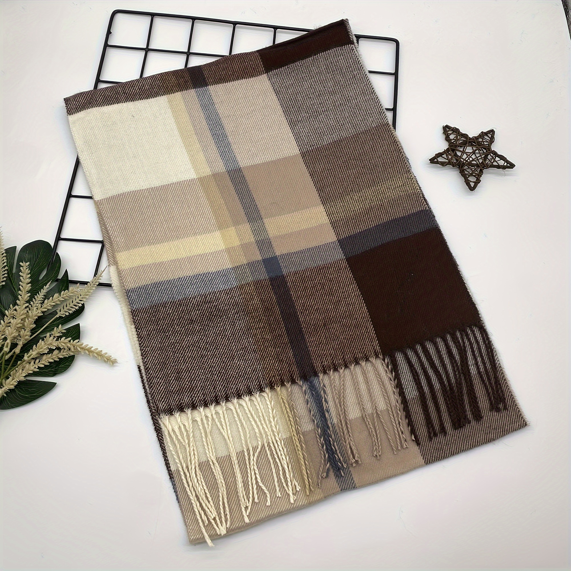 Image of 1pc Autumn And Winter Men's Colorful Scarf, Fashion Warm Scarf For Women