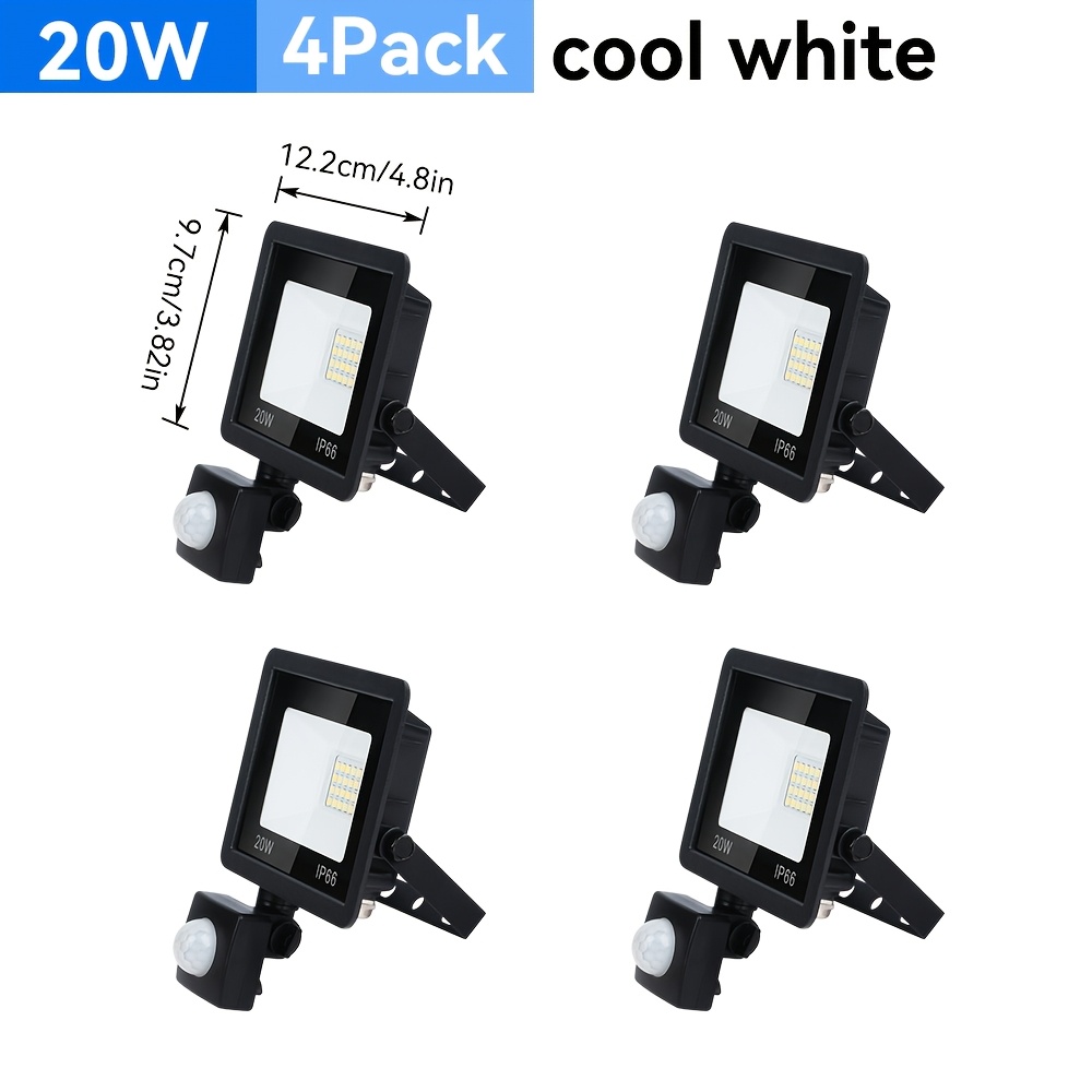 Image of 4pcs Set Of Led Floodlights, 10w-100w Outdoor Searchlights, Ip66 Spotlights, For Home Gardens, Courtyards, Garages, And Venue Lighting Work Lights, 220v-240v Without Plug