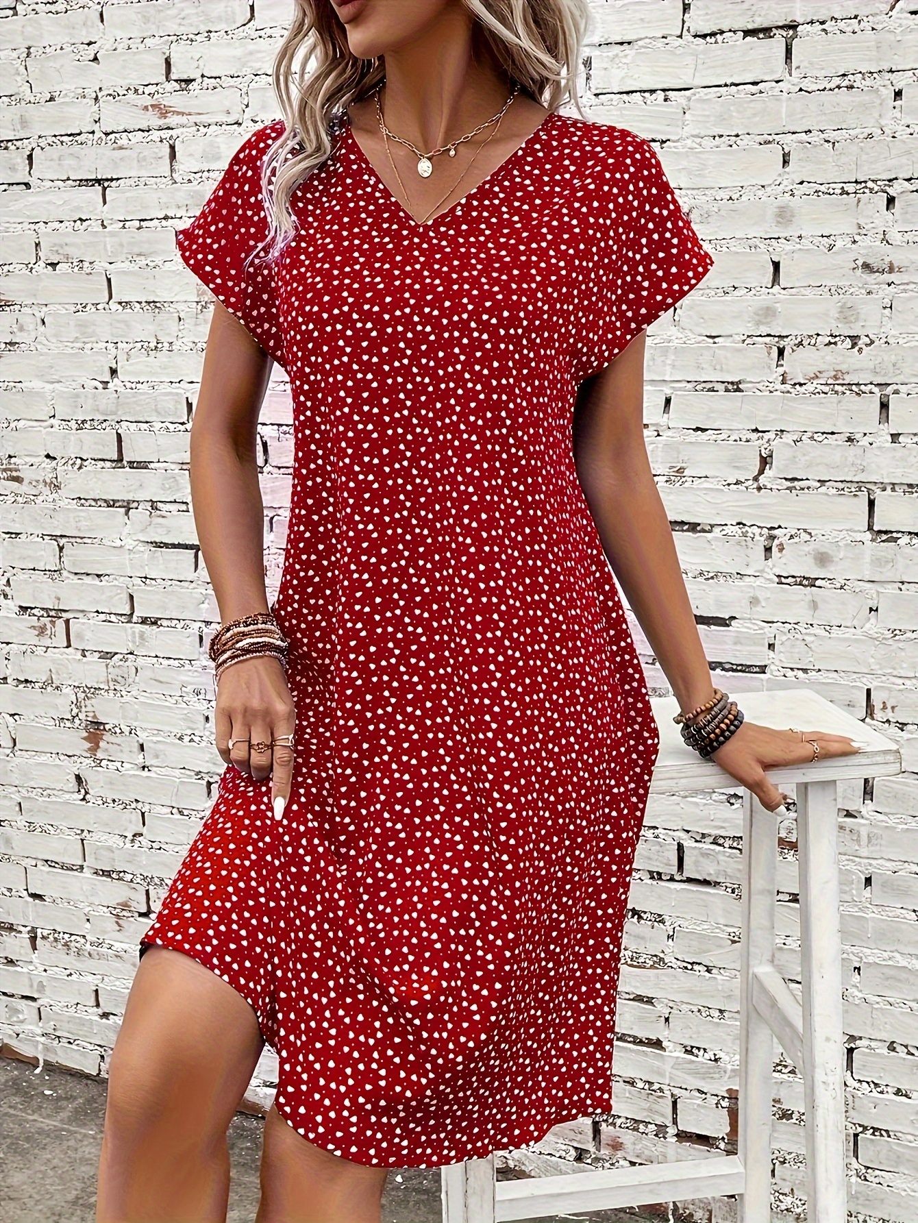 strapless open back dress Dara Batwing Dress - Red main image 1