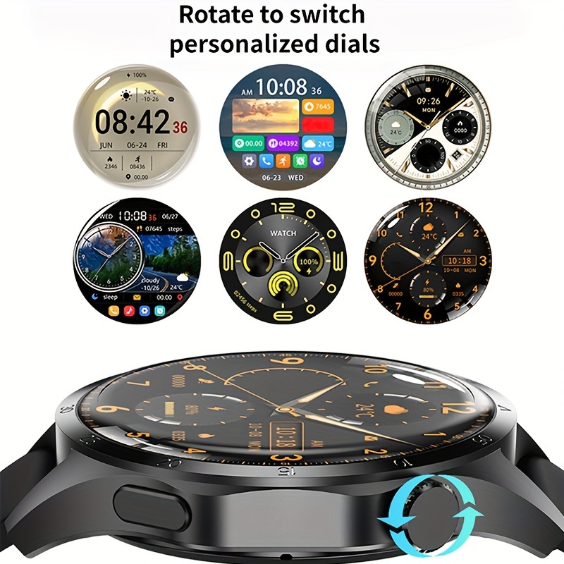 NFC Smart Watch For Men, GPS Motion Trajectory AMOLED 360*360 HD Screen, AI Voice Wireless Call, Compass Sport Fitness Tracker Smart Watches_voghion.com