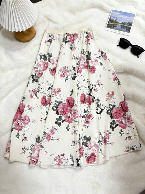 new womens printed elastic waist floral skirt high waisted for petite figures flowy a line half skirt