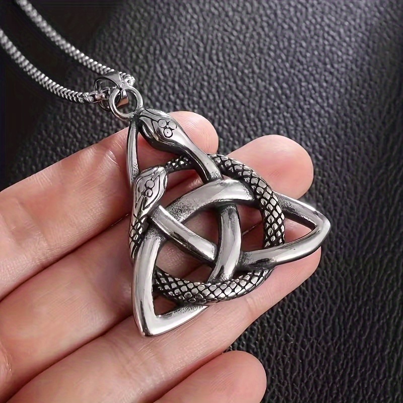 E-shop Klassische Kreative Vipern-Trinität Anhänger Halskette Damen Nordische Keltische Hexenknötchen Amulett Anhänger Retro , für Halloween
