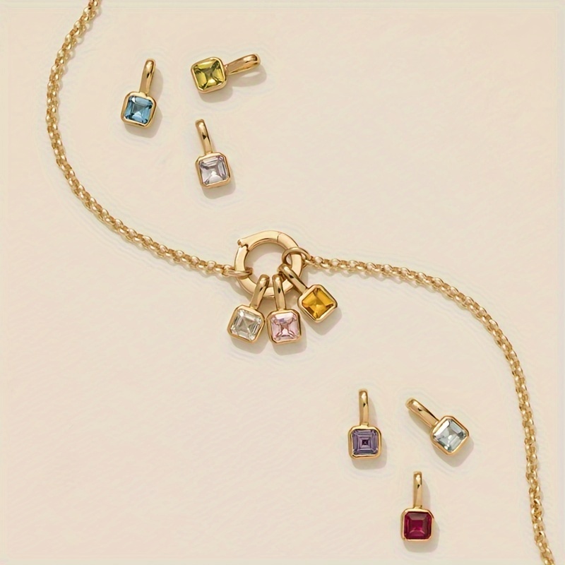 

1 Pcs Diy Brilliant Birthstone Pendant Necklace Stainless Steel Gold Plated Colorful Zirconia Pendants Necklace