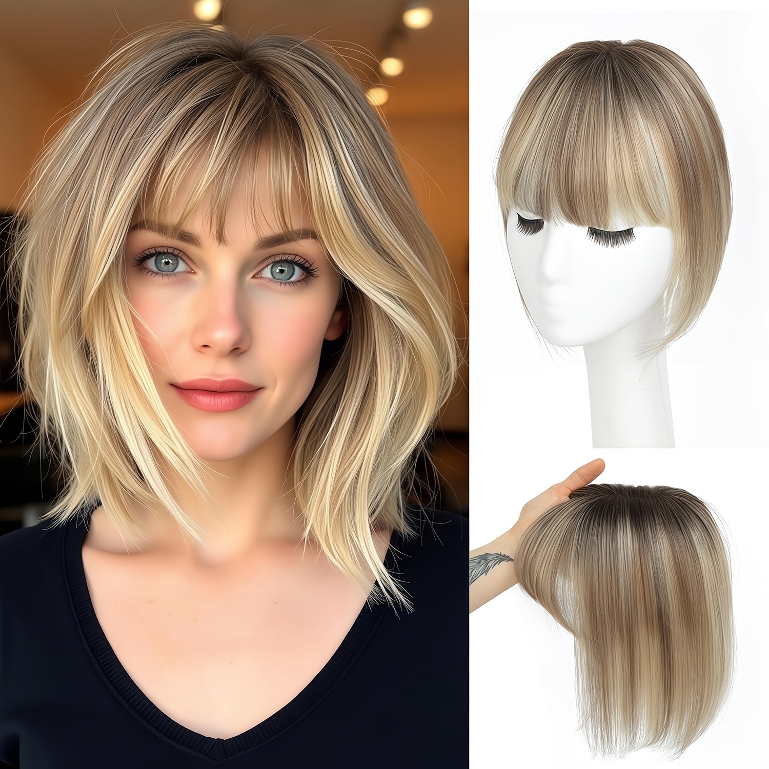 Image of Light Brown Female Bangs Female Hair Accessory 6-inch Daily Wear Hair Quality Female Hair Quality
