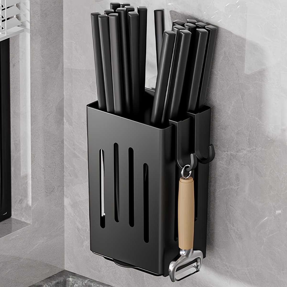 Image of Kitchen Utensil Holder Cutlery Drainer, Chopstick Cage Spoon Storage Organizer, Multifunctional Built-in Drainage And Storage Box Home Chopstick Holder Kitchen Tableware Rack Water Knife Storage Rack