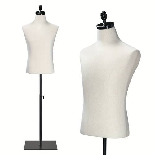 adjustable height torso with stand full body dress form with removable design sturdy white light beige like surface ideal for clothing display retail stores tailoring sewing durable easy to clean garment display professional display stable support dummy boutique owners