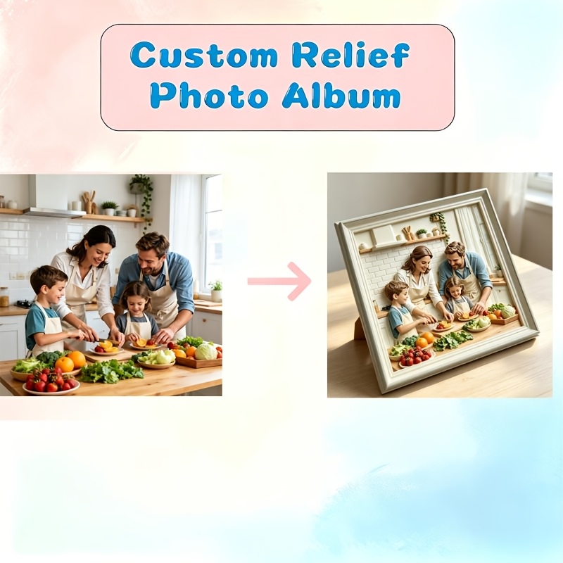 TEMU Custom 3d Resin Relief Photo Frames , Personalized Holiday Portraits, Father's Day Gifts - , Vibrantly Colored Custom Christmas Resin Photo