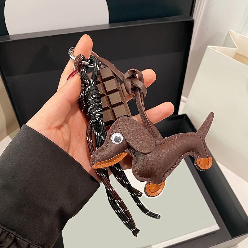 de Bolso de Cuero PU con Perro Salchicha Lindo Accesorio para Mochilas,  Bolsos y Llaves a con Cuerda y Broche Metálico Regalo d