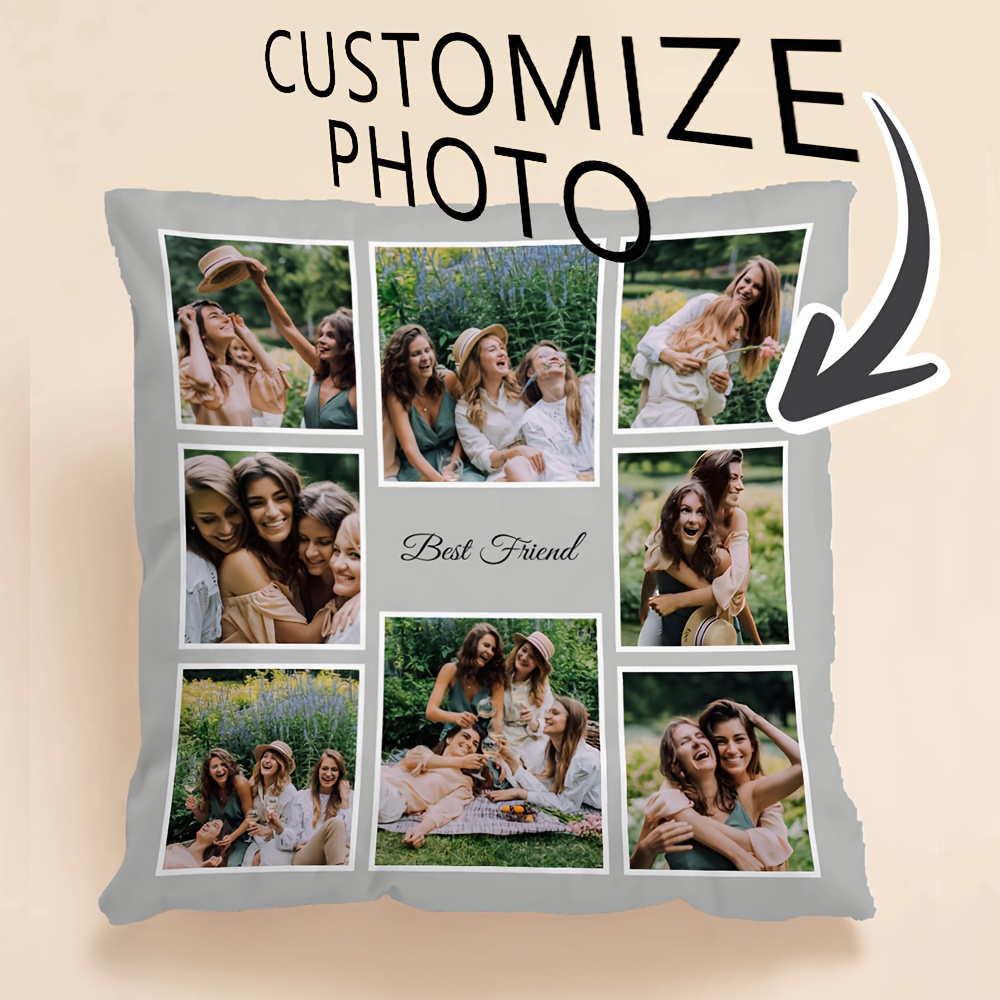 

Custom 1pc Photo Pillow Cover - , Personalized Square Bedside Cushion Case With Zipper Closure, Ideal Gift For Family & Friends, Machine Washable Polyester