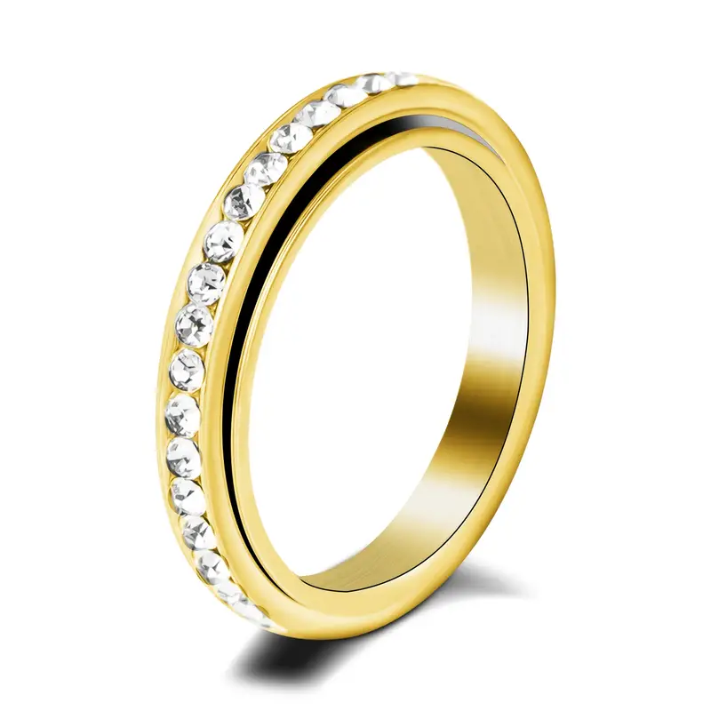 1pc rotating spin ring spinning motion jewelry minimalist everyday party ring for women men durable metallic ideal gift for birthdays anniversaries formal events year round accessory versatile fashion piece intricate shimmering stones Product details 1