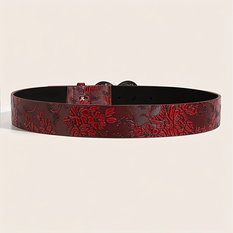 1pc womens vintage alloy printed pu belt suitable - Temu Bahrain display picture 3