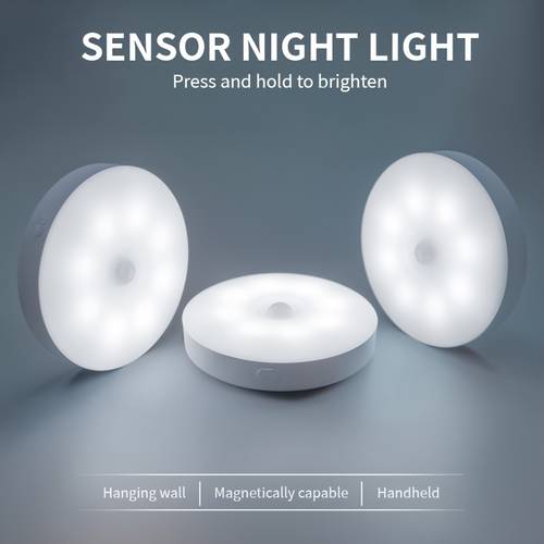 3 pack motion sensor night lights with touch controlled dimming usb rechargeable eye led lights featuring magnetic installation suitable for stairs bedrooms wardrobes and more