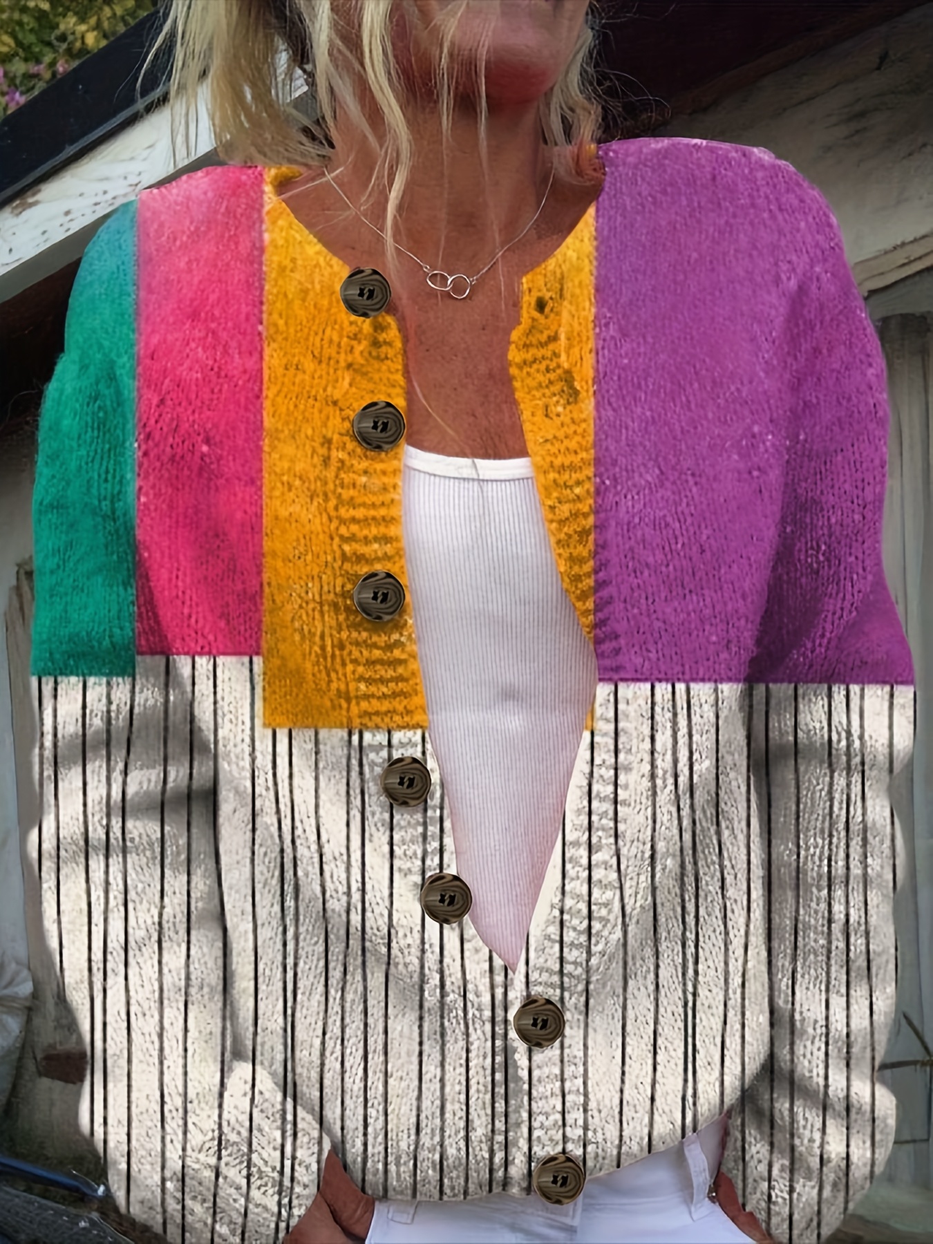 Multicolor Cardigan Anne Klein Womens Open Front Long Sleeves