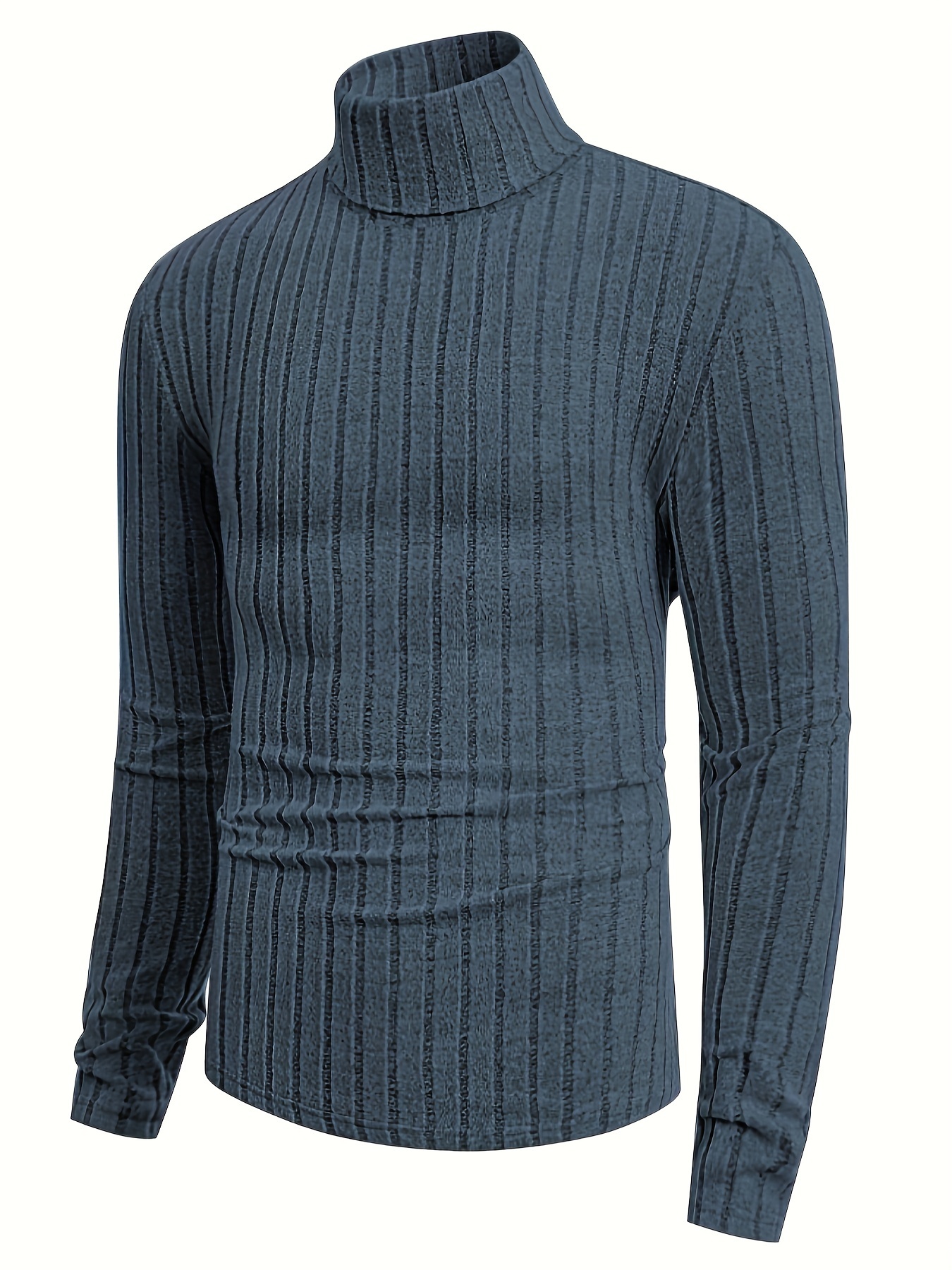 mens striped knitted pullover casual long sleeve high Temu