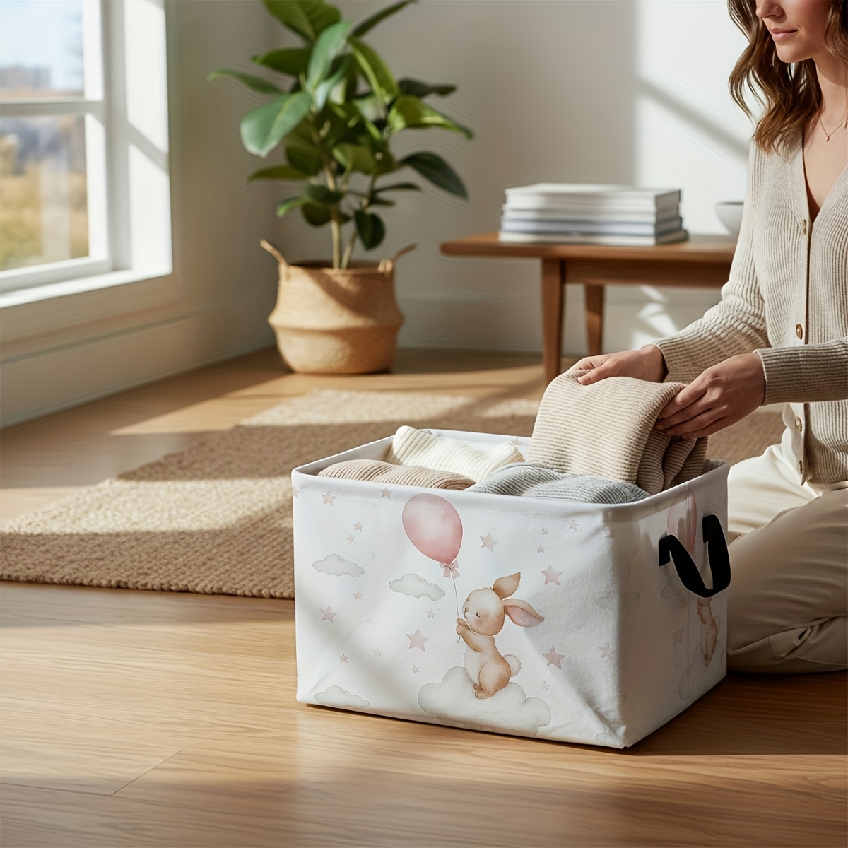 Bunny and Balloon Storage Basket for Home Organization