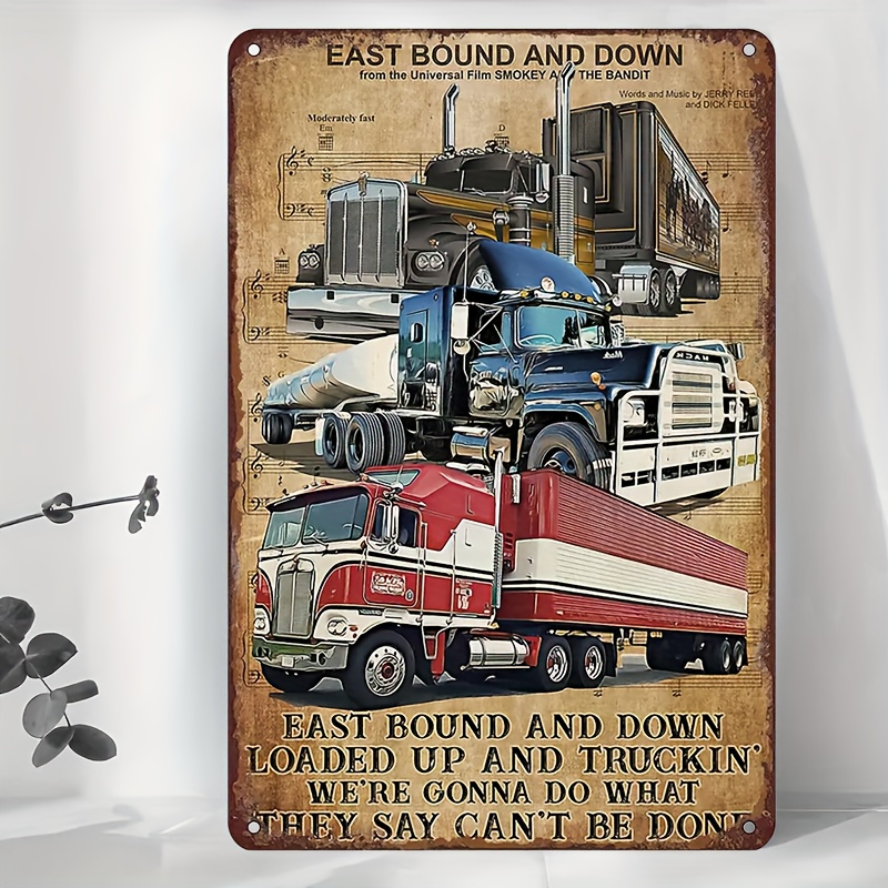 

Bound And Down" Vintage Trucker Tin Sign - Perfect Gift For Truck Enthusiasts, Funny Metal Wall Art For Home, Bar, Garage Decor, 8x12in