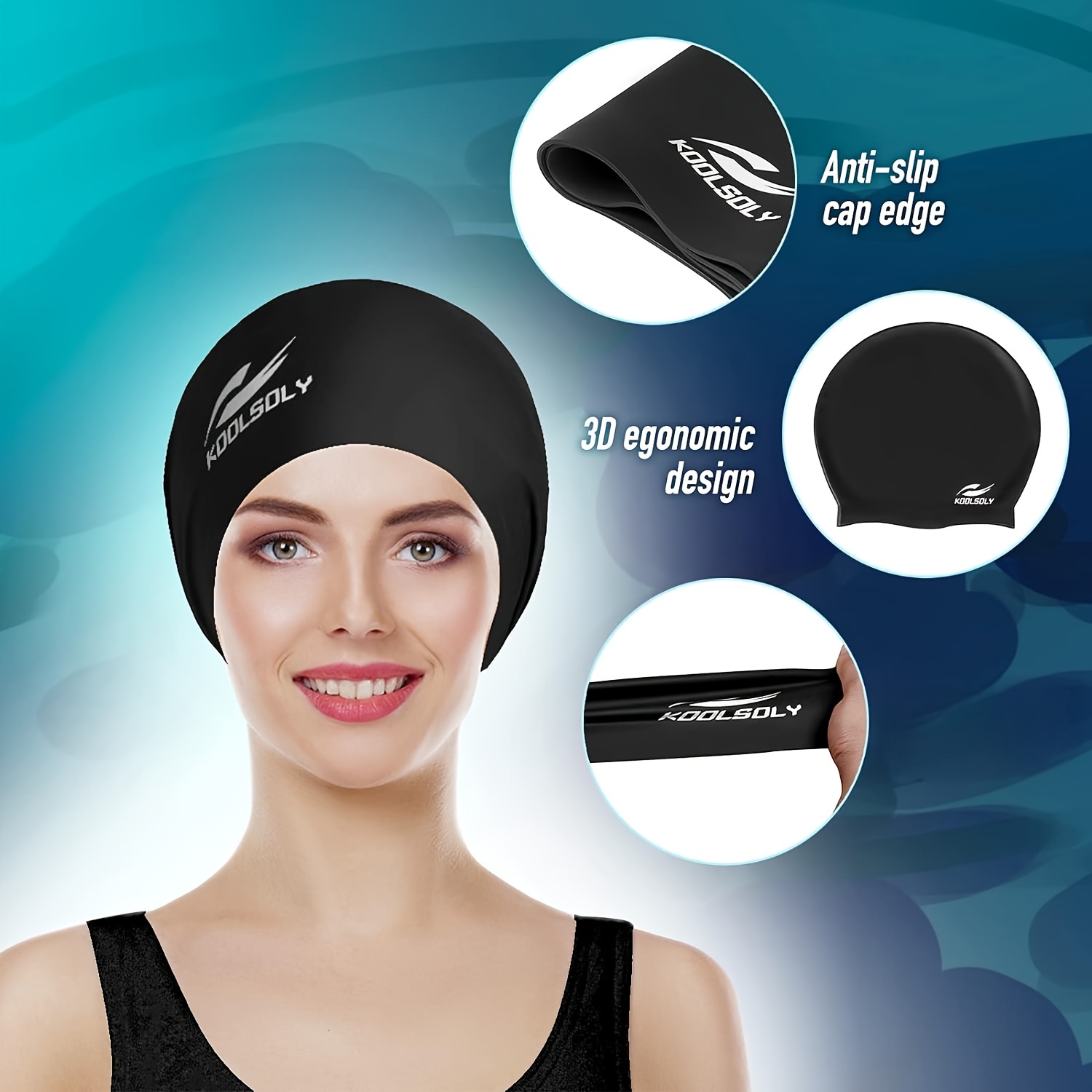 Swimming Cap for Long Hair Swimming Accessories Including Earplugs And Nose Clip