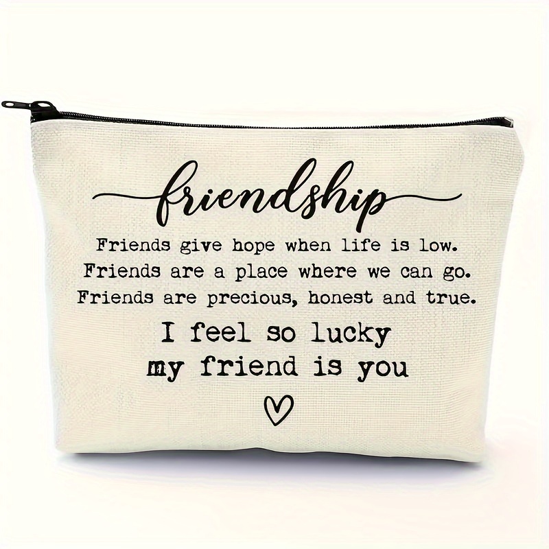 

Best Friend Print Makeup Case - Stylish Cosmetic Bag For Women - Perfect Gift For Bestie, Thank You Present For Friends, Friendship Gift