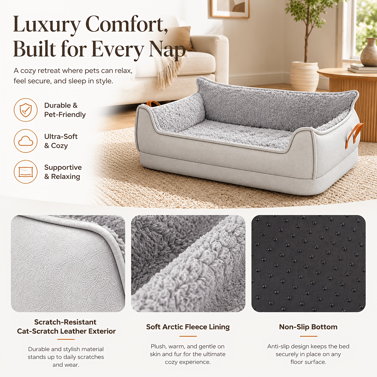 sofa pet dog bed dual use cat and dog bed cat scratch resistant wear resistant outer layer with plush surface and felt lining thickened comfortable cushion non slip enveloping backrest sleeping and resting bed for dogs and cats Product details 3