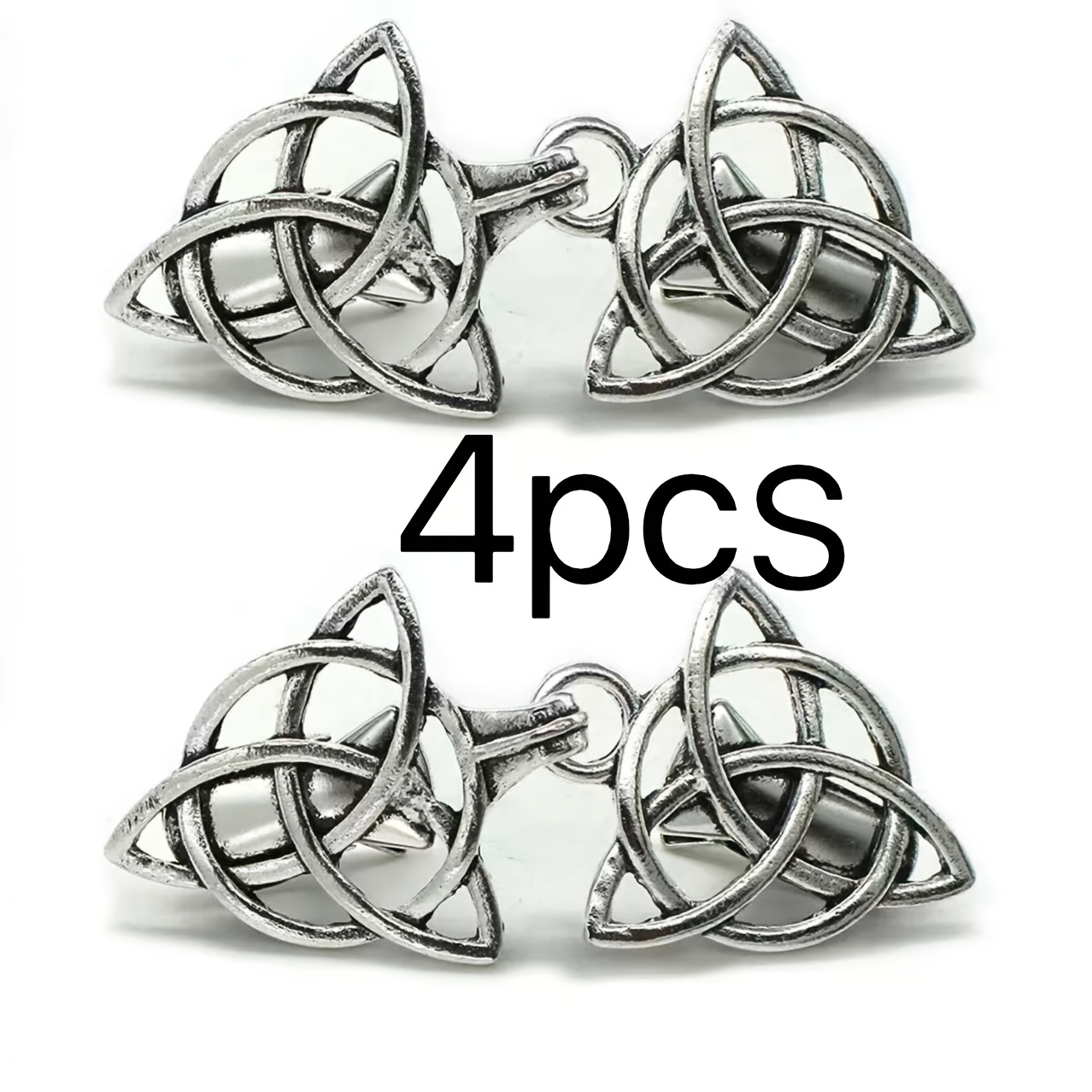 TEMU 4pcs Retro Celtic Viking Series European And American Scarf Clip Set, Retro Knitted Sweater Strap Buckle, Women's Anti-slip Cardigan Clip,