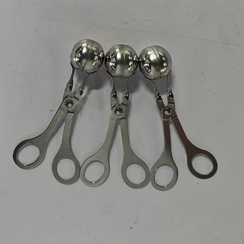 TEMU Lot de 3 cuillères multifonctionnelles en acier inoxydable pour - Moule à de poisson, presse à de viande, pince à boules de glace, outil de