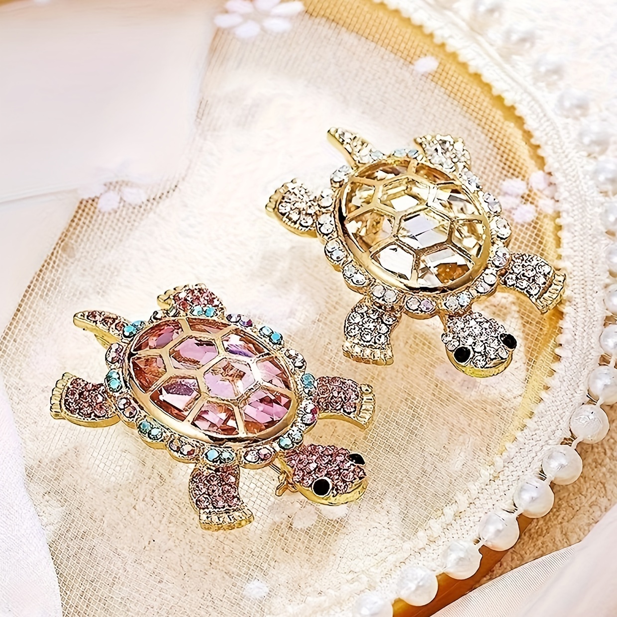 

1pc Vintage Bohemian Style Turtle Brooches, Ocean Style Rhinestone Animal Pins, Exquisite Fashion Beach Party Jewelry Accessory For Outfits