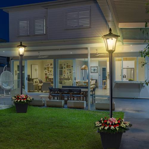 63 solar lamp post light with planter solar pole street pathway light outdoor solar light post outside for porch yard driveway garden patio decor