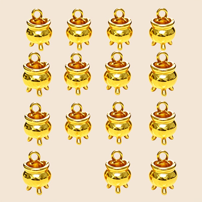 TEMU 15pcs Random 3d Pot Gold-plated Tone Mini Pendant Making Supplies Halloween Necklaces Bracelets Earrings Crafts Accessories G15