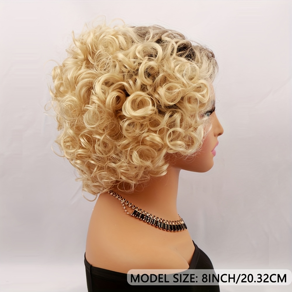 inch short curly blonde afro bob wigs women middle part Temu
