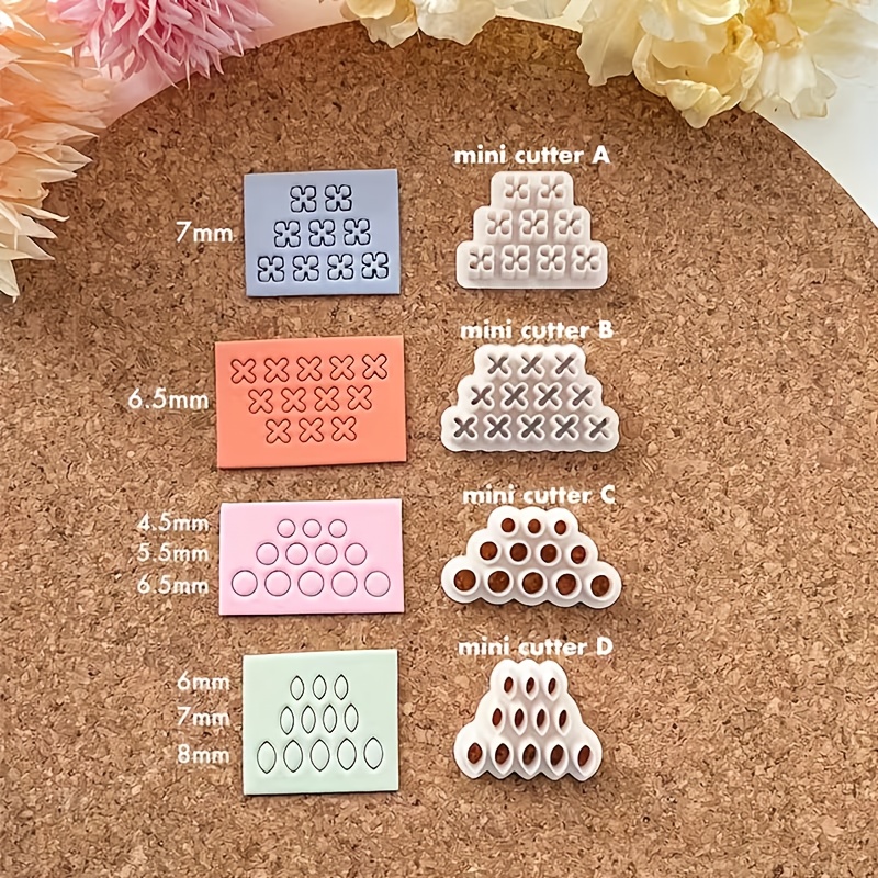 TEMU 4pcs Mini Cortadores de Arcilla para Manualidades de Flores | Tema para Todas | Estilo Vacaciones | Tema de Pascua | Estilo Bohemio | Moldes de