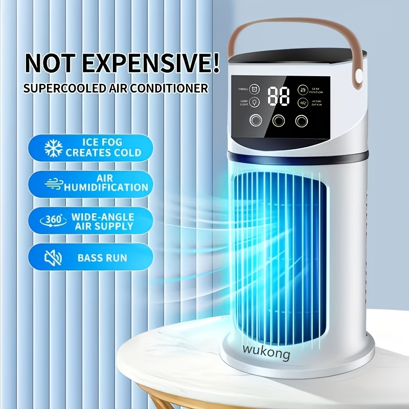 Refroidissement Rapide en Trois Secondes ! Mini Ventilateur Rafraîchisseur d'Air Portable USB avec Humidificateur, 9 Vitesses de Vent, 3 Niveaux d'Humidification, Vous Garde au Frais Tout en Prévenant