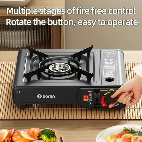 portable stove korean kitchen camping butane burner stove with safety lock and piezoelectric energy outdoor camping stove with overvoltage protection ideal for hiking holiday gifts