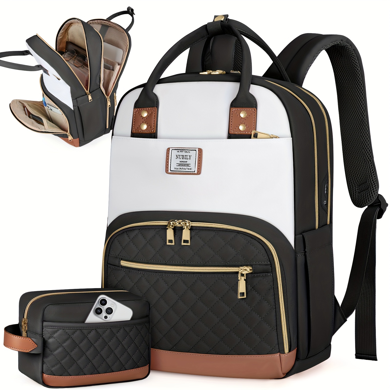 

2pcs Backpack Set For Women, Laptop Backpack, Work Business Backpacks Purse, Waterproof Computer College Carry On Backpacks Nurse Bag, Casual Backpack For Travel