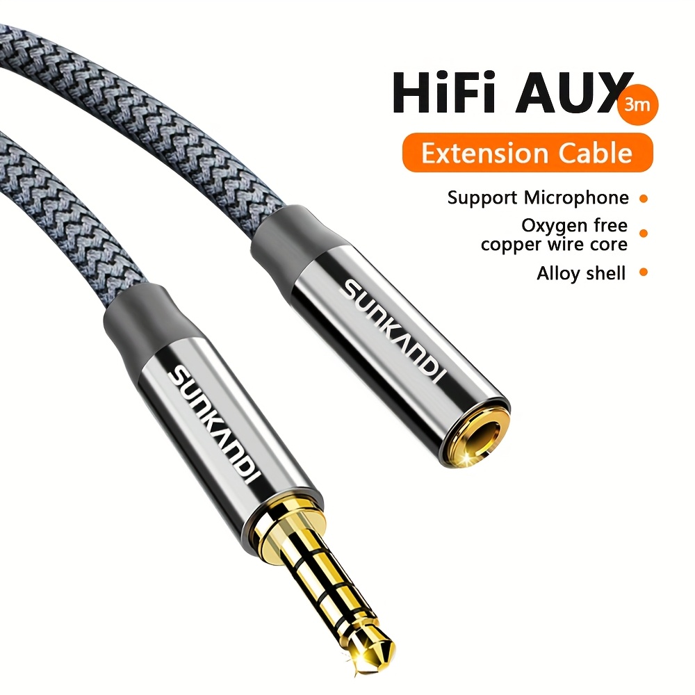 Sunkandi Headphone Extension Cable Jack 3.5 Aux Extension Cable For Car Laptop Mini .5mm Jack Headphone Speaker Cable Auxiliar