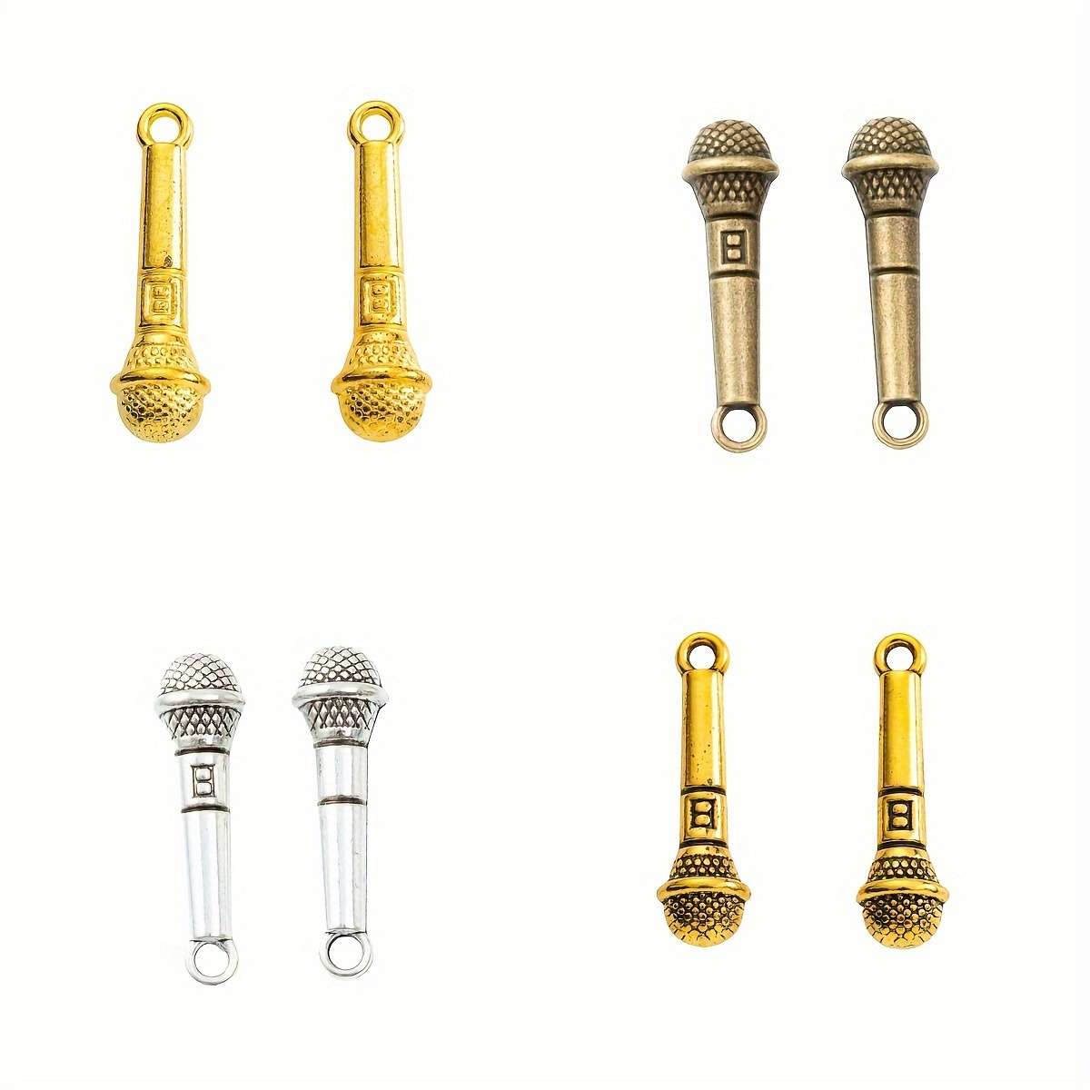 

120pcs Vintage Zinc Alloy Music Microphone Pendants Diy Necklace Material Jewelry Accessories Wholesale