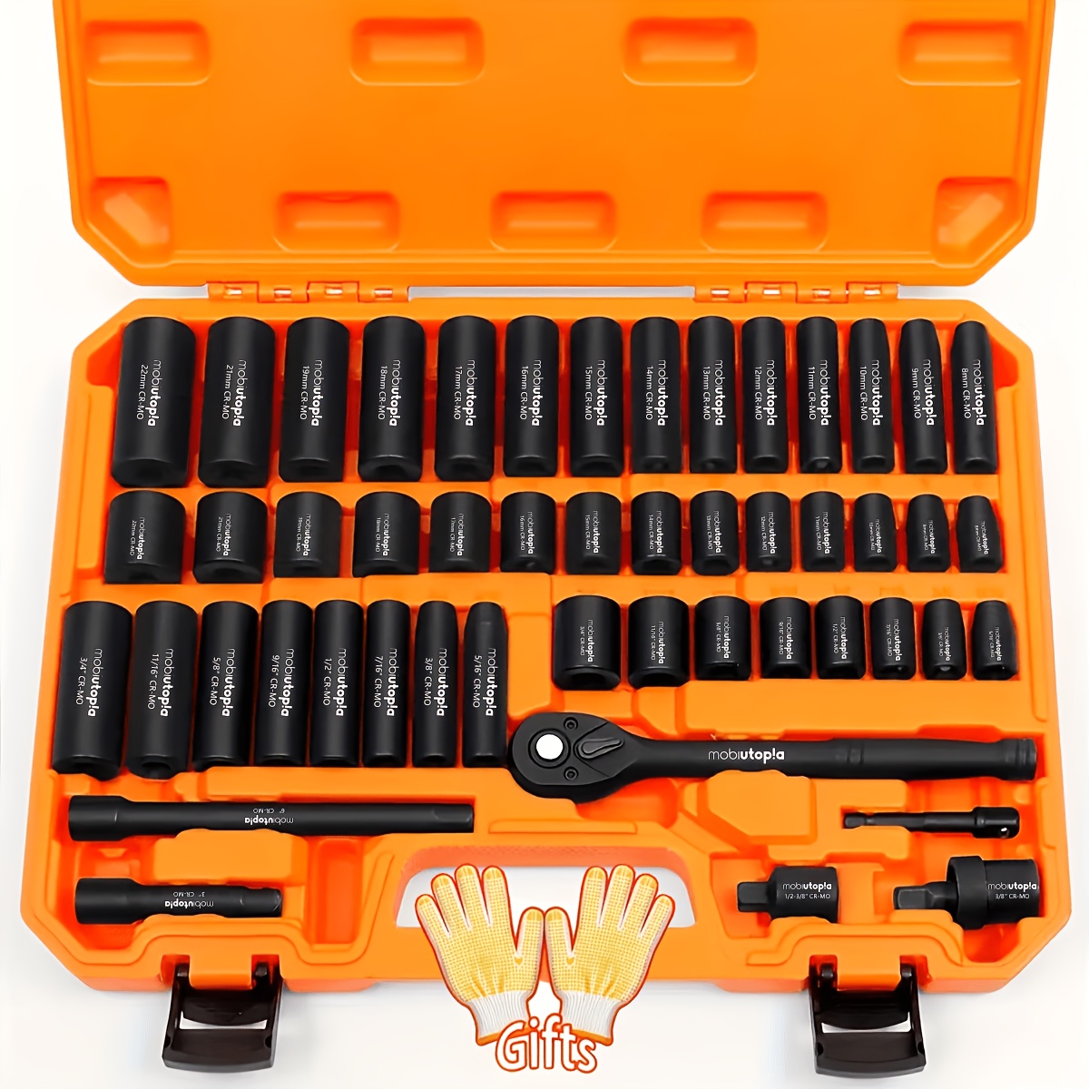TEMU Available In 3 Colors - 50pcs Hexagonal Pneumatic Socket Set (complimentary Gloves): Imperial Reinforced Middle Fly Ratchet Impact Socket Repair