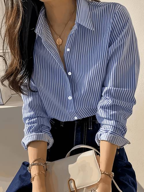 item picture womens striped commuter elegant shirt