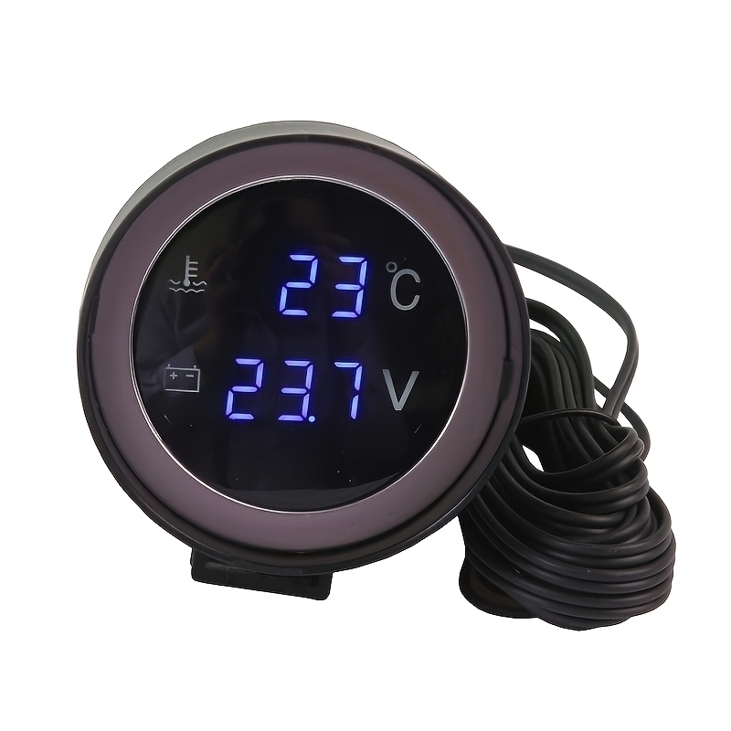 TEMU Universal Car Sedan Truck Modification Round Water Temperature Voltage -one Integrated Gauge, Without Battery