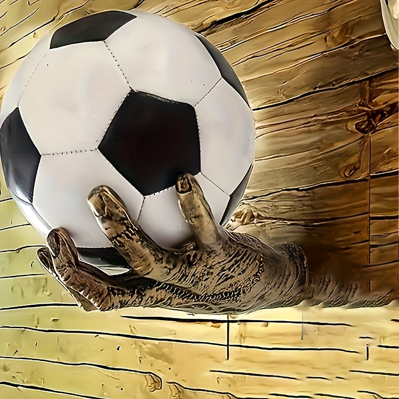 Image of 1pc Wall-mounted Sports Ball Display Rack, Resin Art Design For Parties And Themed Events Home Decor